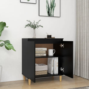 Schwarzes Sideboard mit Holzbeinen 60x35x70 cm