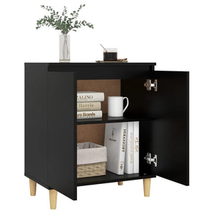 Schwarzes Sideboard mit Holzbeinen 60x35x70 cm