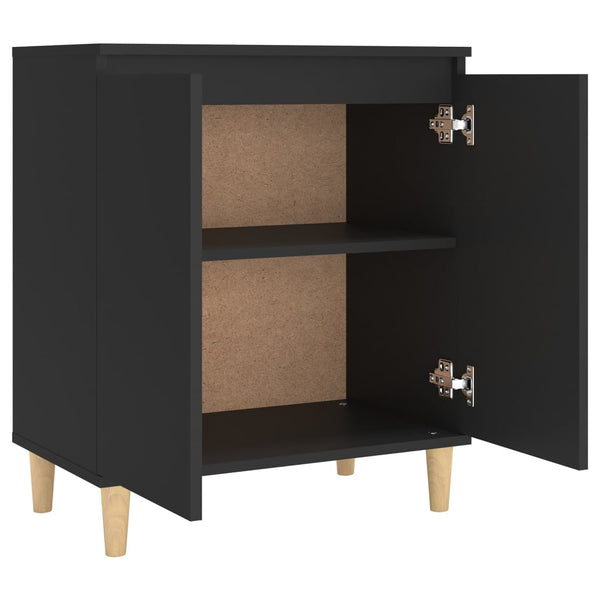 Schwarzes Sideboard mit Holzbeinen 60x35x70 cm