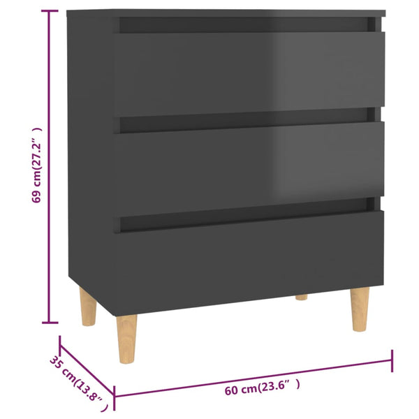 Hochglanz Grau Sideboard 60 cm