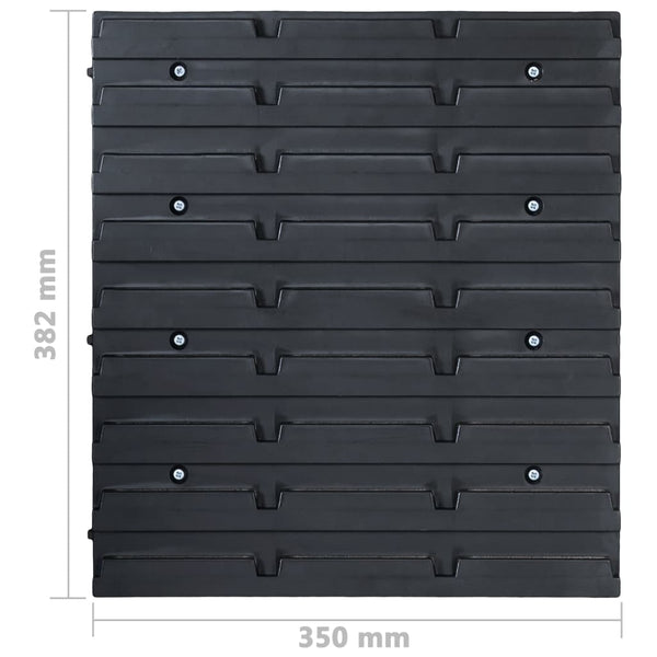 vidaXL 96-piece Small Parts Storage Bin Set with Wall Panels Red Black