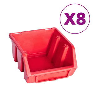 vidaXL 39-Piece Small Parts Container Set with Wall Panels Red Black