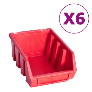 vidaXL 39-Piece Small Parts Container Set with Wall Panels Red Black