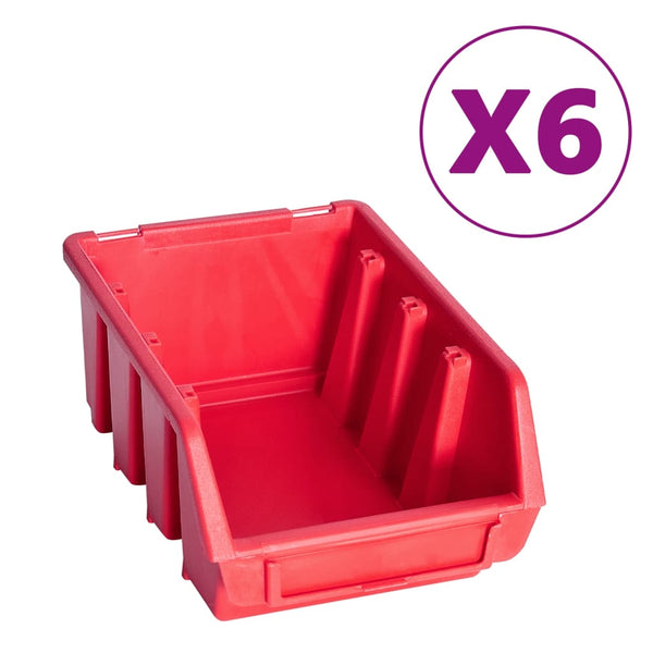 vidaXL 39-Piece Small Parts Container Set with Wall Panels Red Black