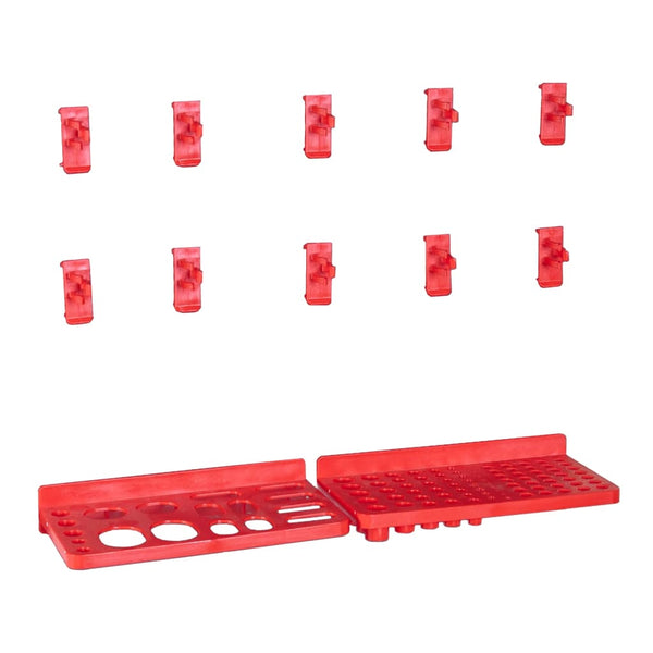 vidaXL 39-Piece Small Parts Container Set with Wall Panels Red Black
