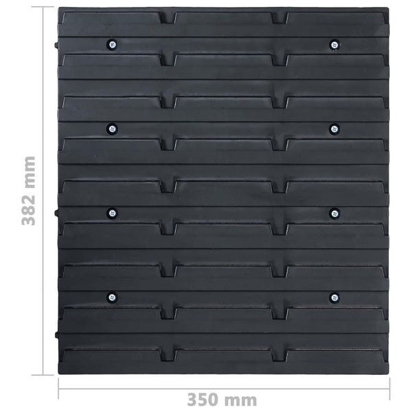 vidaXL 39-Piece Small Parts Container Set with Wall Panels Red Black