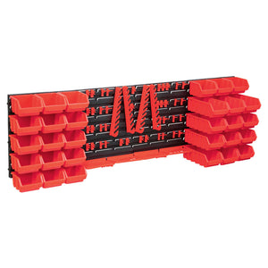 vidaXL 80-pc. Small Parts Storage Bin Set with Wall Panels Red Black
