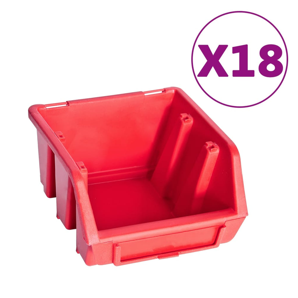 vidaXL 80-pc. Small Parts Storage Bin Set with Wall Panels Red Black