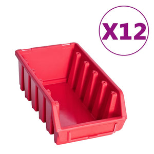 vidaXL 80-pc. Small Parts Storage Bin Set with Wall Panels Red Black