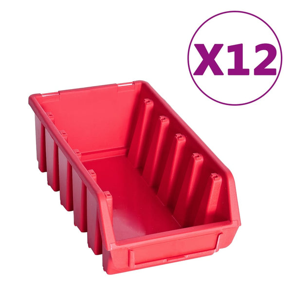 vidaXL 80-pc. Small Parts Storage Bin Set with Wall Panels Red Black