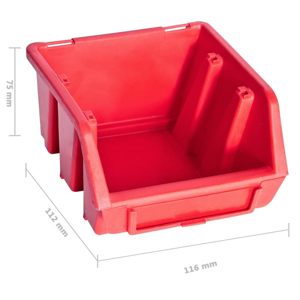 vidaXL 80-pc. Small Parts Storage Bin Set with Wall Panels Red Black
