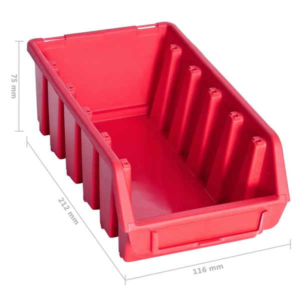 vidaXL 80-pc. Small Parts Storage Bin Set with Wall Panels Red Black
