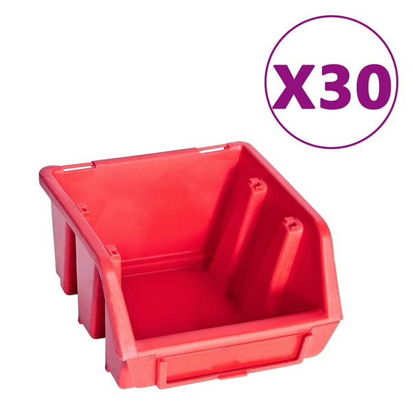 vidaXL 136-piece Tool Rack with Storage Bins Red and Black