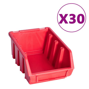 vidaXL 136-piece Tool Rack with Storage Bins Red and Black