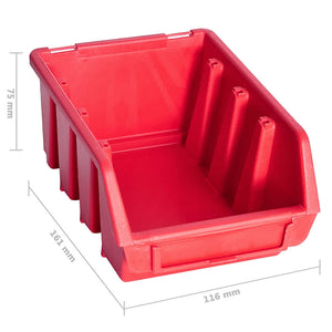 vidaXL 136-piece Tool Rack with Storage Bins Red and Black