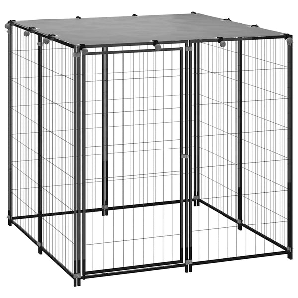 vidaXL Dog Kennel 110x110x110 cm Steel Black