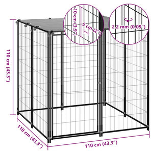vidaXL Dog Kennel 110x110x110 cm Steel Black
