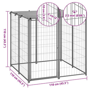 vidaXL Dog Kennel Silver 110x110x110 cm Steel