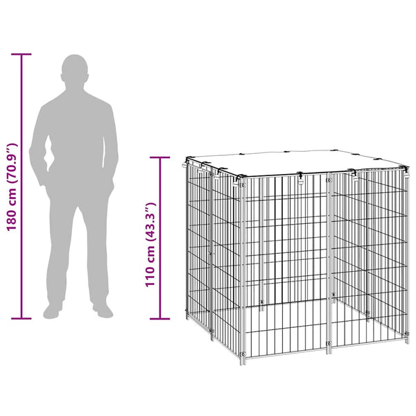 vidaXL Dog Kennel Silver 110x110x110 cm Steel