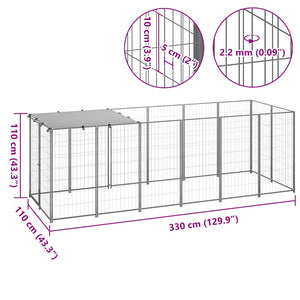 vidaXL Dog Kennel Silver 330x110x110 cm Steel