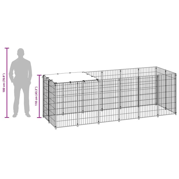 vidaXL Dog Kennel Silver 330x110x110 cm Steel