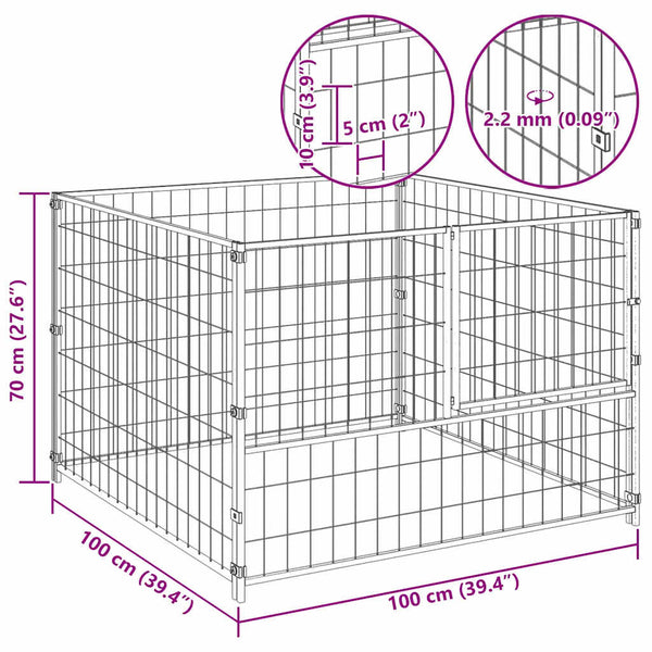vidaXL Dog Kennel Black 100x100x70 cm Steel