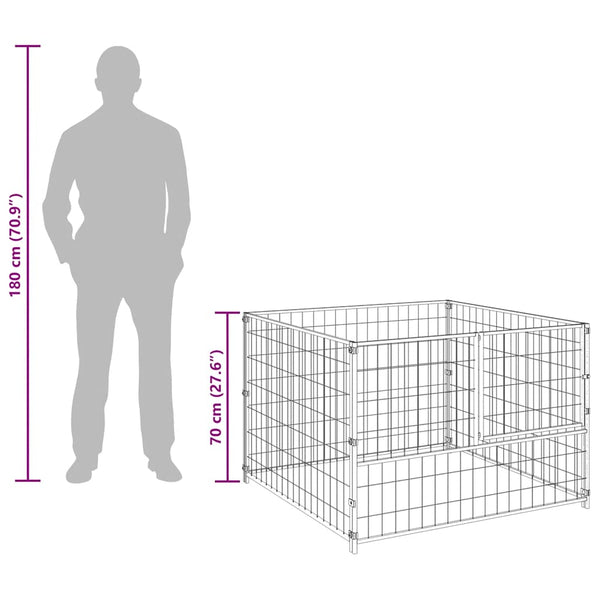 vidaXL Dog Kennel Silver 100x100x70 cm Steel