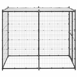 vidaXL Outdoor Steel Dog Kennel with Roof 110x220x180 cm