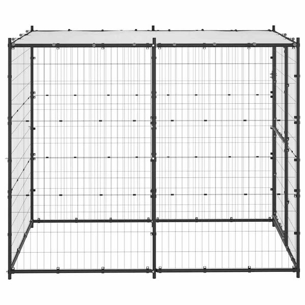 vidaXL Outdoor Steel Dog Kennel with Roof 110x220x180 cm