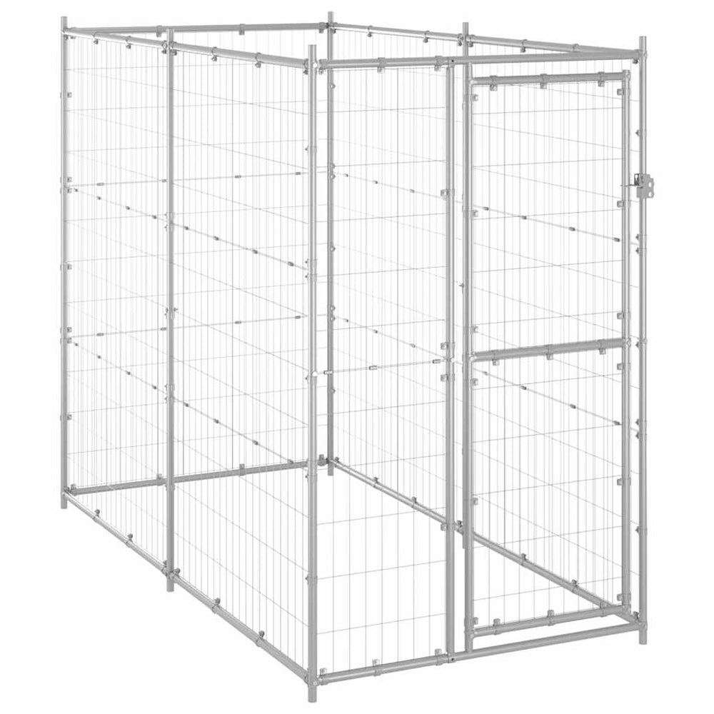 vidaXL Outdoor Dog Kennel Galvanized Steel 110x220x180 cm