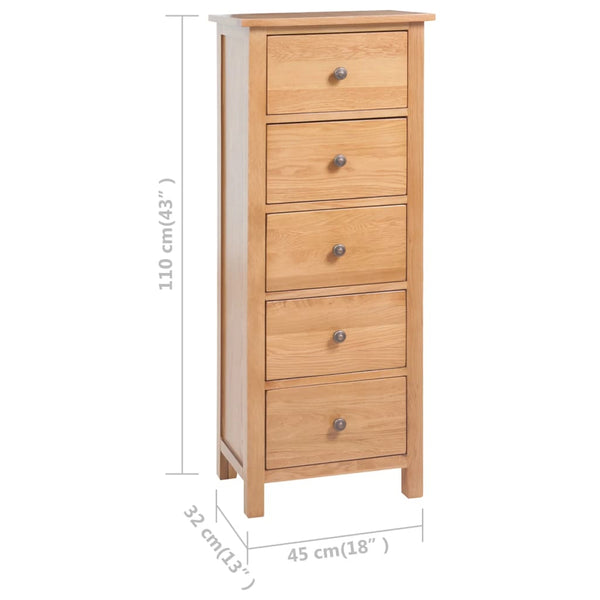 Hohe Kommode Eiche Massivholz 45x32x110 cm