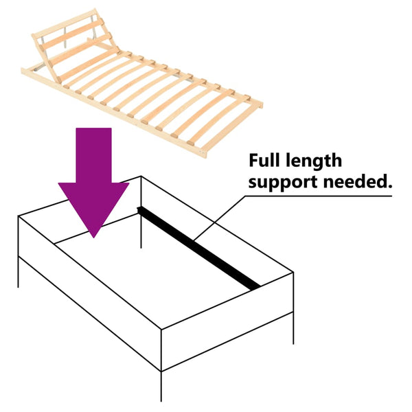 vidaXL Slatted bed base with 13 slats Adjustable headboard 90x200 cm