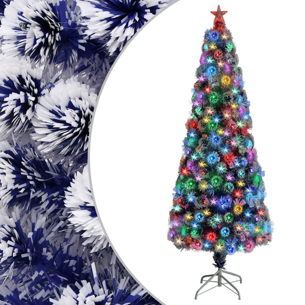 vidaXL Artificial Christmas Tree with Lights 210 cm Fiber Optic