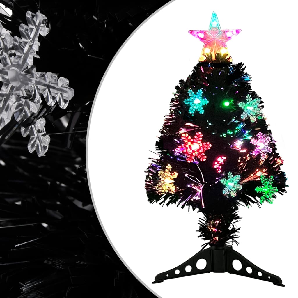 vidaXL Christmas Tree with LED Snowflakes Black 64 cm Fiber Optic