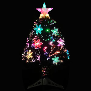 vidaXL Christmas Tree with LED Snowflakes Black 64 cm Fiber Optic