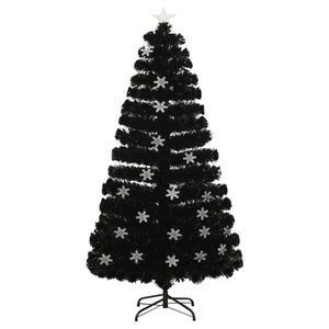 vidaXL Christmas Tree with LED Snowflakes Black 120 cm Fibre Optic