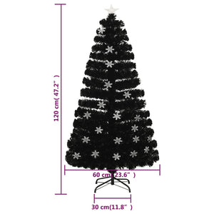 vidaXL Christmas Tree with LED Snowflakes Black 120 cm Fibre Optic
