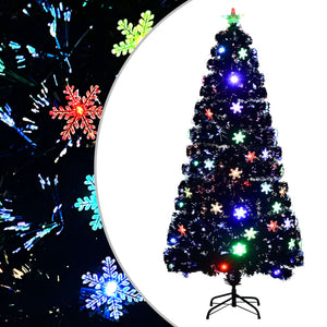 vidaXL Christmas Tree with LED Snowflakes Black 150 cm Fiber Optic