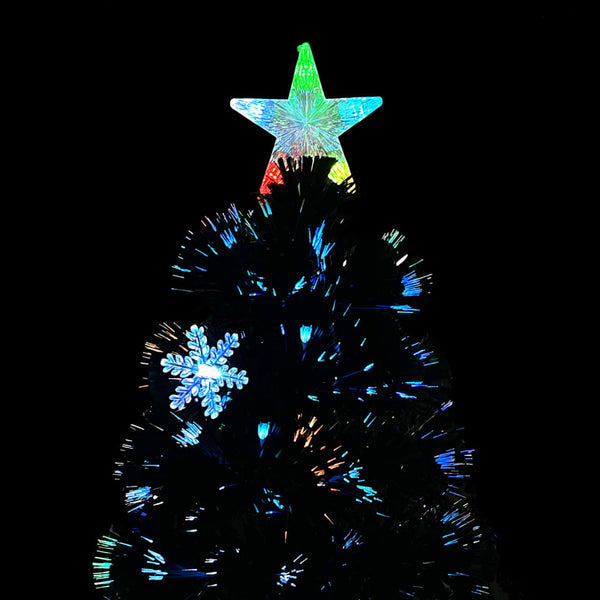 vidaXL Christmas Tree with LED Snowflakes Black 150 cm Fiber Optic