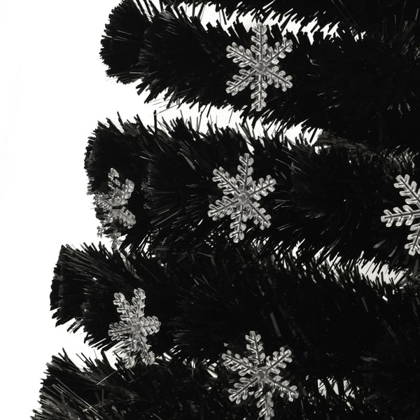 vidaXL Christmas Tree with LED Snowflakes Black 150 cm Fiber Optic