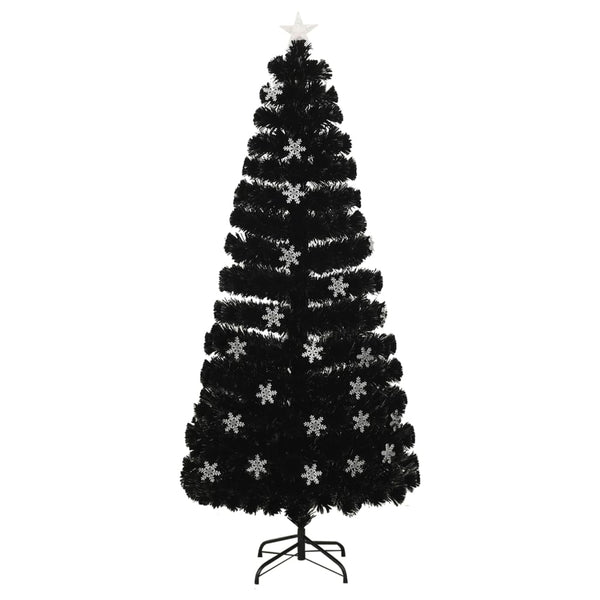 vidaXL Christmas Tree with LED Snowflakes Black 180 cm Fiber Optic