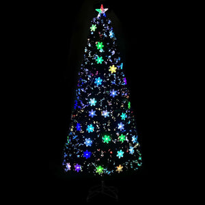 vidaXL Christmas Tree with LED Snowflakes Black 210 cm Fibre Optic
