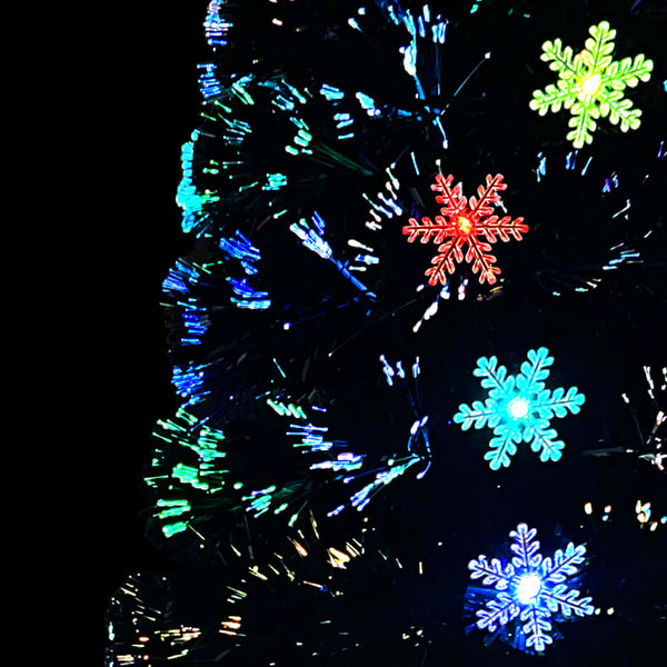 vidaXL Christmas Tree with LED Snowflakes Black 210 cm Fibre Optic