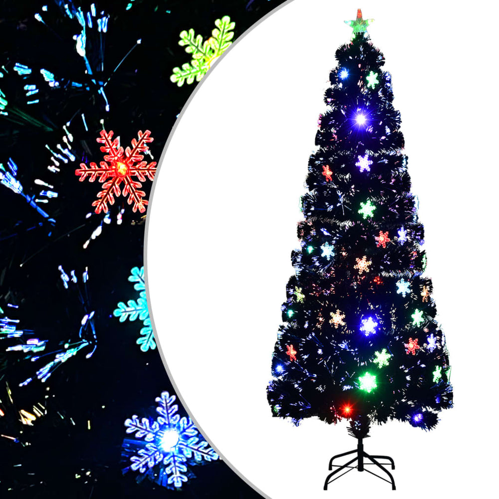vidaXL Christmas Tree with LED Snowflakes Black 240 cm Fiber Optic