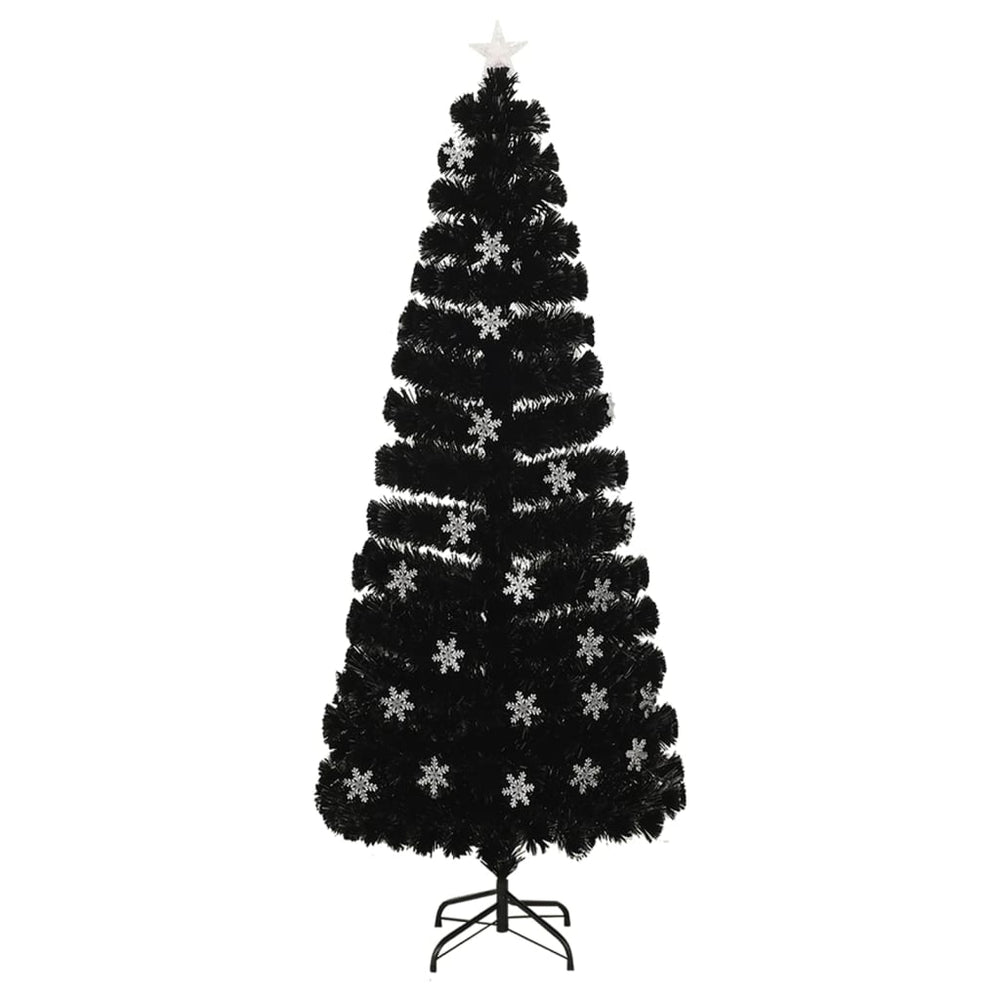 vidaXL Christmas Tree with LED Snowflakes Black 240 cm Fiber Optic