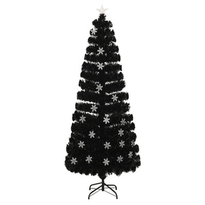 vidaXL Christmas Tree with LED Snowflakes Black 240 cm Fiber Optic