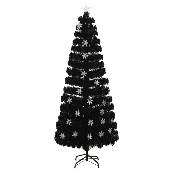 vidaXL Christmas Tree with LED Snowflakes Black 240 cm Fiber Optic