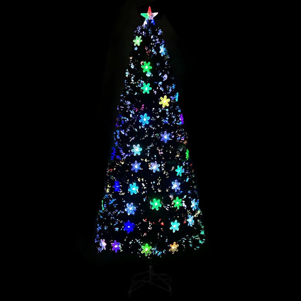 vidaXL Christmas Tree with LED Snowflakes Black 240 cm Fiber Optic