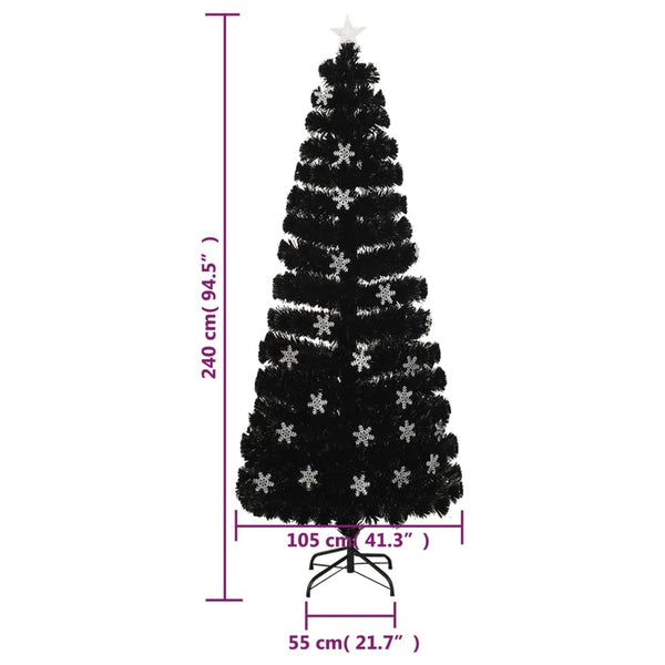 vidaXL Christmas Tree with LED Snowflakes Black 240 cm Fiber Optic