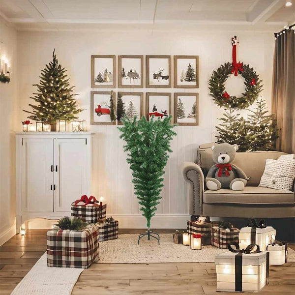 vidaXL Artificial Christmas Tree with Stand Upside Down Green 120 cm
